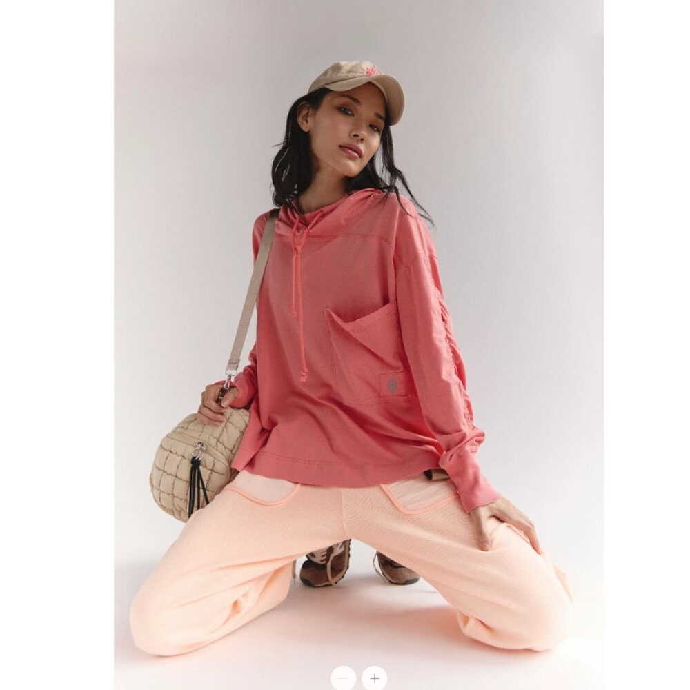 NWT Fp Movement by Free People Hot Shot Hooded Layer Sweater Top Stretchy Hoody